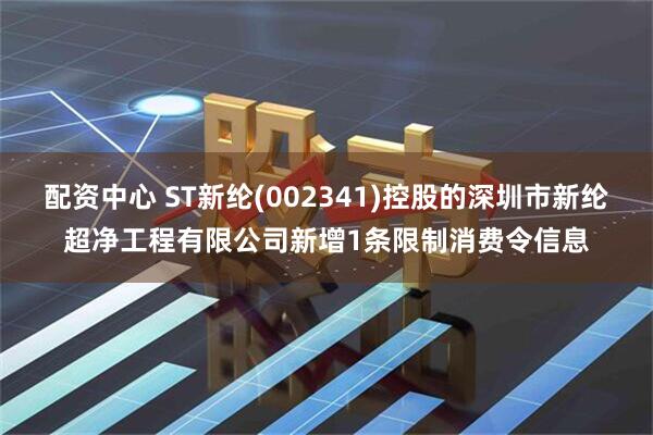 配资中心 ST新纶(002341)控股的深圳市新纶超净工程有限公司新增1条限制消费令信息